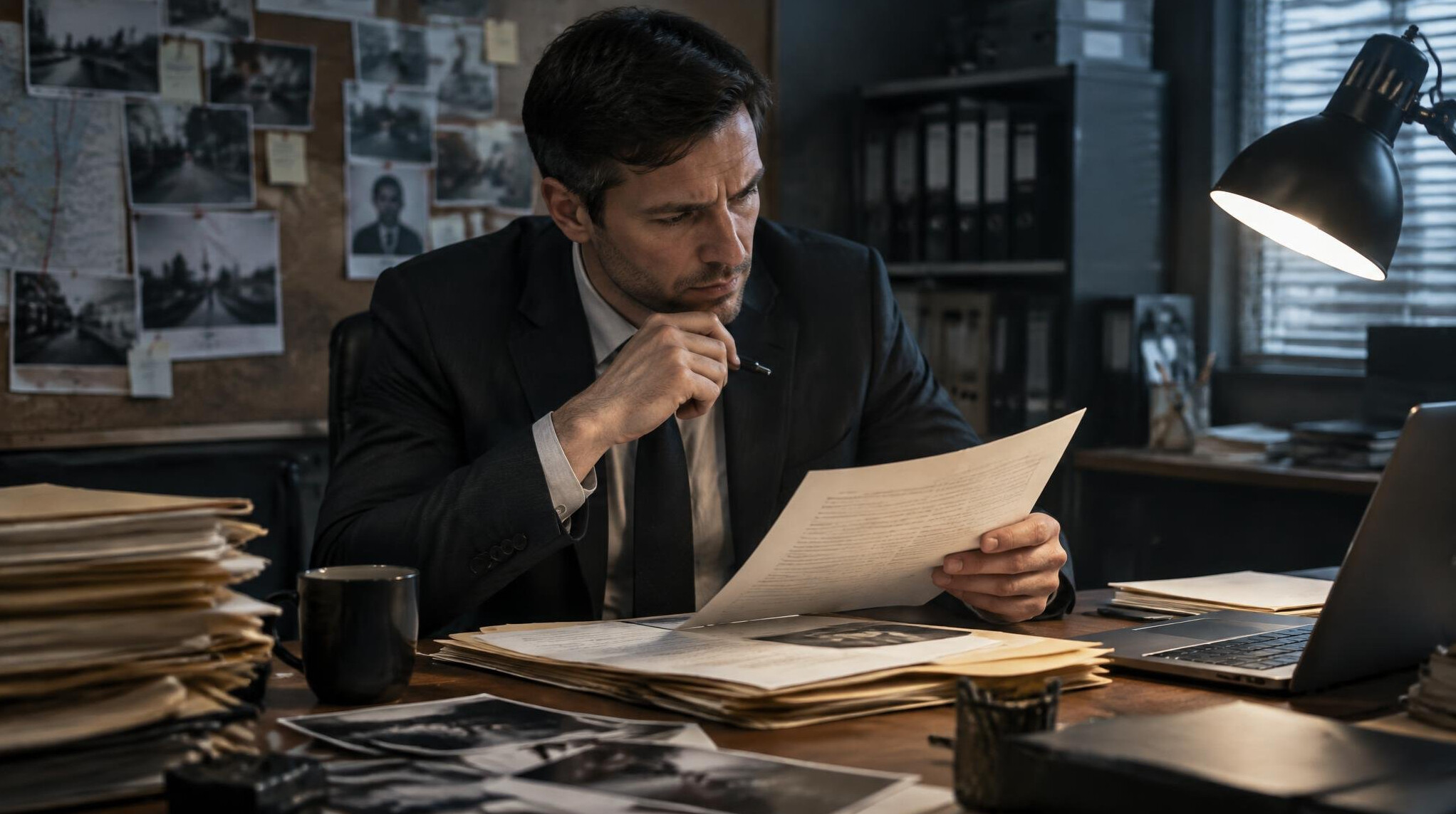 detective analyzing documents